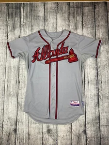 Atlanta Braves Chop Squad Gray Jersey Hank Aaron Patch Majestic Coolbase Sz 44 - Picture 1 of 5