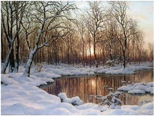 Winter Forest River Sunrise Tile Mural Kitchen Wall Backsplash Marble Ceramic - Picture 1 of 23