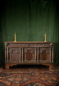 17th Century, Charles I Carved and Inlaid Oak Chest, England, Circa 1640 - Picture 1 of 4
