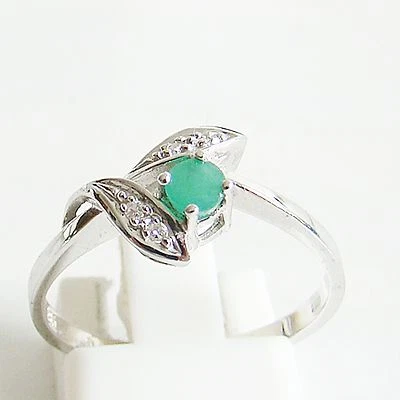 Ring Weißgold 585er Smaragd Diamanten 14 kt. Edelsteine Damen Goldschmuck - Bild 1 von 4