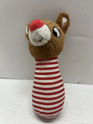Rudolph Rojo Nariz Reno Peluche Suave Bebé Sonajero Vacaciones Rojo Foto 1 de 4