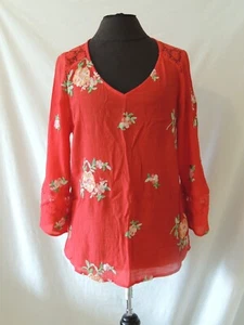 Fig and Flower Sz L Tunic Top Lace Inset in Back Peasant Boho Top Anthropologie - Picture 1 of 3