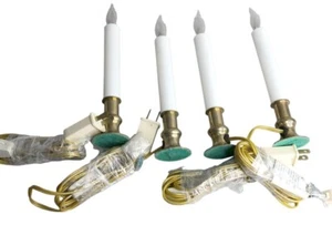 Lot/4 Vintage Christmas Electric Candlesticks Brass Base Candle Lamp 6 3/4" - Picture 1 of 4