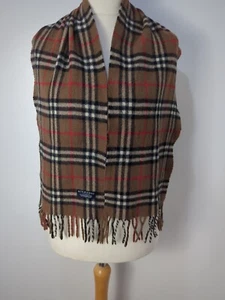 Burberry London Vtg Brown Check Nova 💯 Lambswool Scarf Lightweight 130cm - Picture 1 of 5