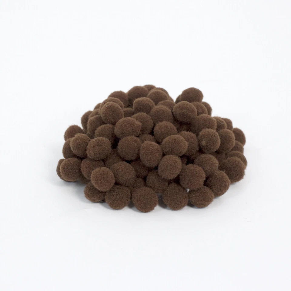 SHOWTHECROW.COM 10mm Brown Pom Poms Pack Of 100 For Craft