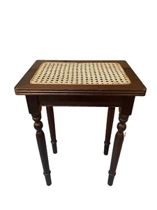 Antique French Provincial Solid Wood Bench With Cane Seat - Picture 1 of 9