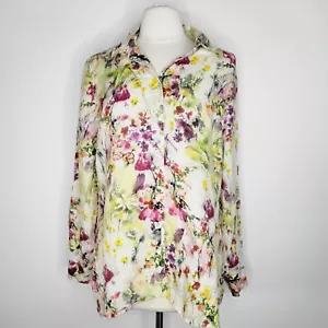 Blusa Tianello Estampado Ezee Lino Loving Talla M Acuarela Longline Roll-Tab - Imagen 1 de 11