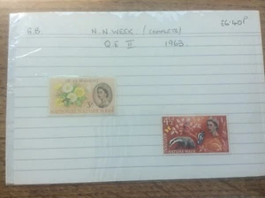 2 unused stamps QEll GB National Nature week Full Set 1963 Flowers Badger Birds - Picture 1 of 1