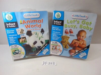 2 Little Touch Leap Pad Frog Book Cartridges Animal World & Let's Get Busy Baby - Image 1 of 3