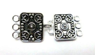 2 SET 46X20MM MULTI STRAND CLASP 3 STRAND ANTIQUE SILVER PLATED 492 SAH-39 - Image 1 of 3