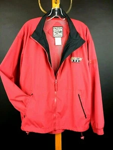 Outer Boundary Men's Lightweight Jacket SZ L Red Full Zipper Front - Bison Logo - Picture 1 of 10
