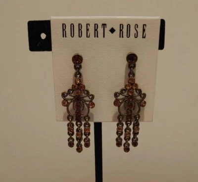 Новый Robert Rose люстра пирсинг серьги коричневые стразы - Изображение 1 из 4
