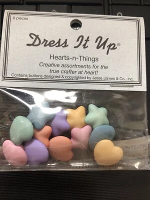 HEARTS And STARS- Love Novelty Dress It Up Craft Buttons - Image 1 of 2