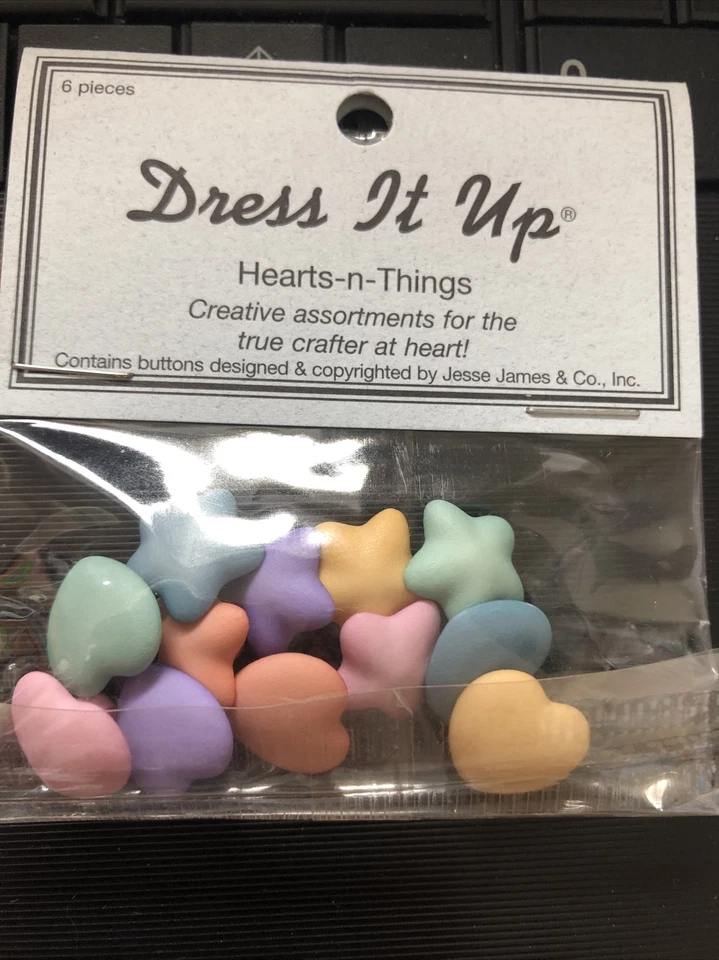 Small Glitter Hearts Craft Buttons Novelty Valentine Love Retro Dress It up Fun