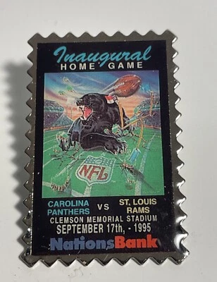 VTG Carolina Panthers NFL Football 1995 Inaugural Home Game Pin Nation's Bank - Image 1 of 3