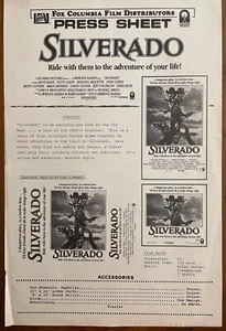 Silverado (1985) Cinema Marketing & Promotions Press Sheet - Free Post - Bild 1 von 1
