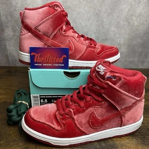 Nike SB Dunk PRM High Red Velvet Size 6.5 / 8W 313171-661 OG Rare Men’s Sneakers - Picture 1 of 10