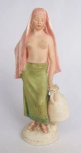 Vintage Royal Dux Bohemia Woman with Head Shawl Carrying Jug Figurine - Picture 1 of 14