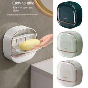 Creative Bathroom Soap Holder Wall Mounted Soap Box Lid Storage Soap Boxes M4D3 - Picture 1 of 21