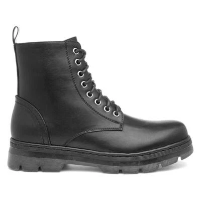 Lilley Womens Boot Black Lace Up Ankle Chunky Monica Size UK 3,4,5,6,7,8,9