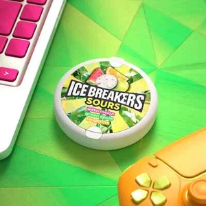 ICE BREAKERS Sours Green Apple, Tangerine and Watermelon Flavored Sugar Free - Picture 1 of 5