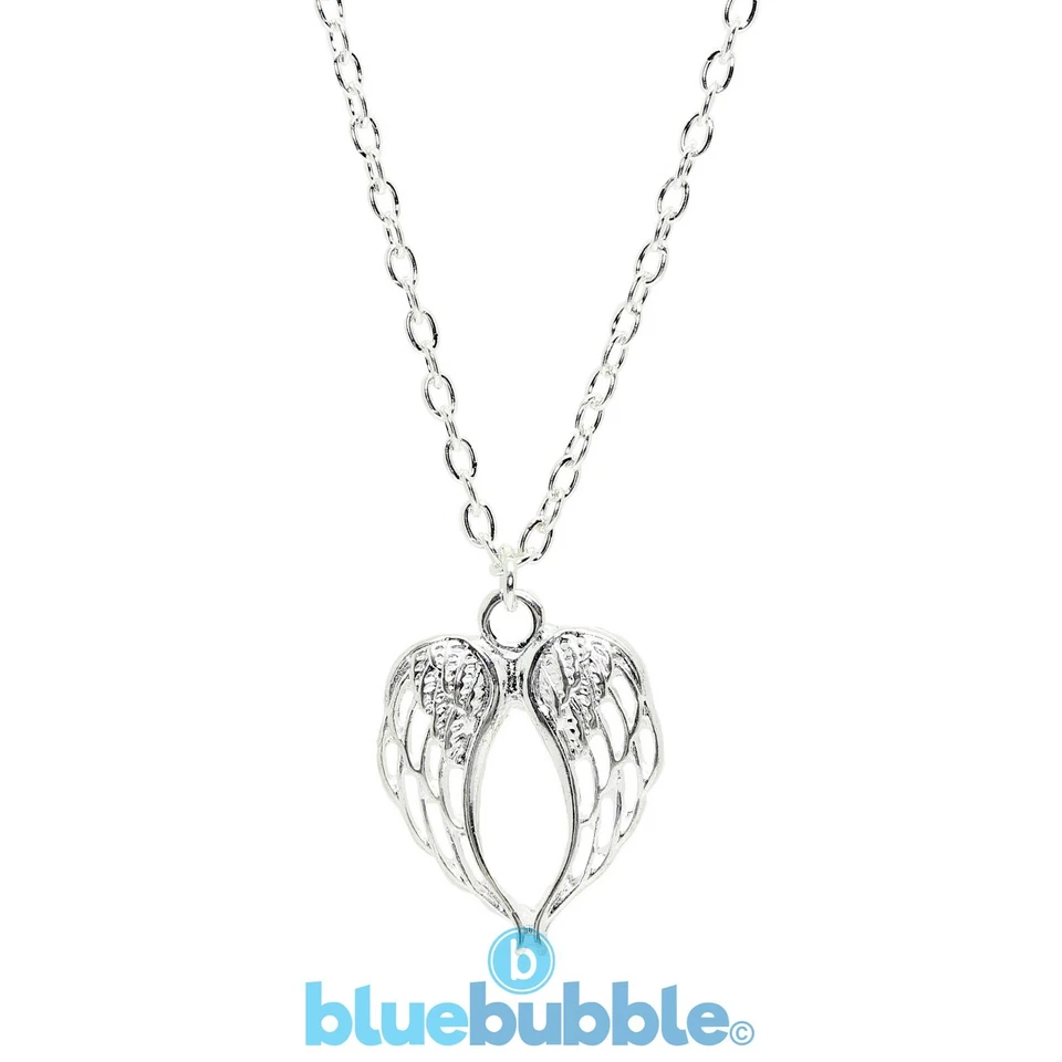 Bluebubble ANGEL HUGS Necklace Vintage Feather Boho Chic Spiritual Guardian Wish - Image 1 of 1