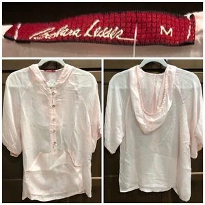 Barbara Lesser Kapuzenpullover Shirt rosa Gr. M Känguru Tasche Cupra Rayon neu mit Etikett - Bild 1 von 12