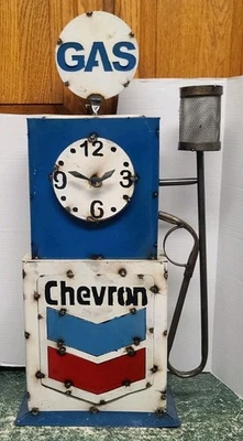 Rare Promo Chevron Metal Gas Pump Clock Art Sculpture 30x9" Caltex Retro Decor - Image 1 of 4