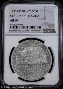 1933 SC$1 1 oz Silver CO HK-870 Century of Progress So-called Dollar NGC MS 64 - Picture 1 of 4