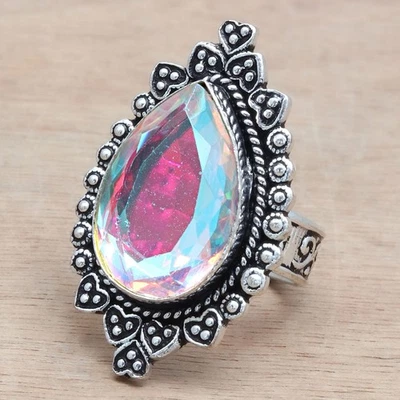 White Mystic Topaz Gemstone Handmade Silver Jewelry  "9" - Image 1 of 4