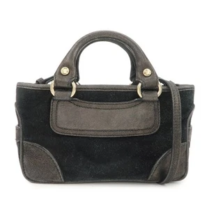 Authentic CELINE Leather Mini Boogie Bag 2Way Bag Shoulder Bag Black Used F/S - Picture 1 of 21
