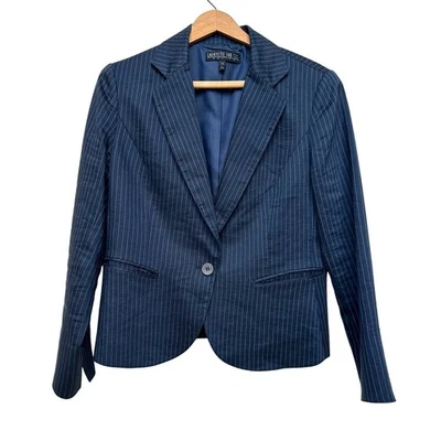 Блейзер Lafayette 148 New York Petite темно-синий в тонкую полоску - размер 10P - Изображение 1 из 4