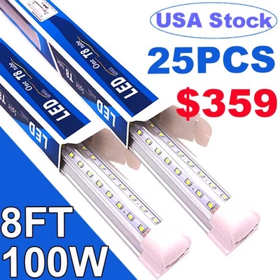 8 Foot Led Shop Light 100W 8FT Led Tube Light Bulbs T8 Integrate 8' Led 6500K - Image 1 of 4