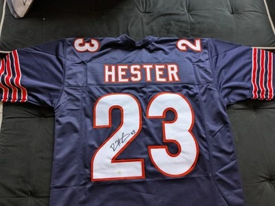 Autographed/Signed Devin Hester Chicago Blue Football Jersey JSA   sticker only  - Image 1 of 4