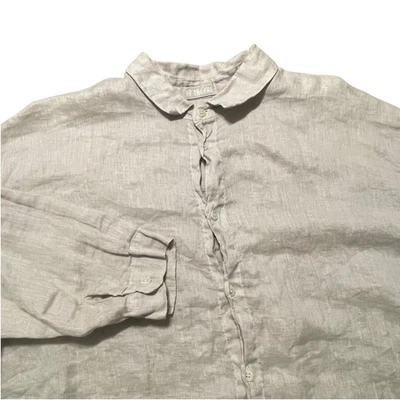 Camisa CP Shades Mujer Grande Beige Abotonada Lino Puro Ligera Relajada EE. UU. Foto 1 de 4