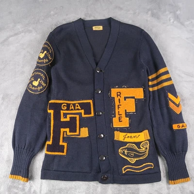 Cárdigan de Colección Años 40 Foreman High School Chicago Varsity Letterman Parcheado Talla S Foto 1 de 4