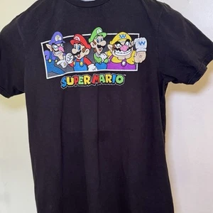 Nintendo Super Mario T-Shirt Adult Medium Black Short Sleeve Graphic - Picture 1 of 4