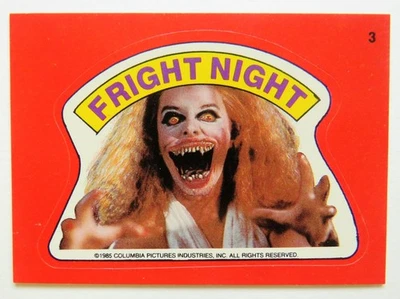 1988 TOPPS Fright Flicks Sticker #3 - "FRIGHT  NIGHT"  N/M - Image 1 of 2