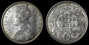 India-Vittoria britannica argento 1875 (B) rupia ALTA QUALITÀ KM# 473,2 (28 294) - Foto 1 di 3