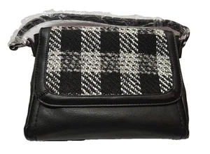 MAGNOLIA AND VINE GELDBÖRSE/TASCHE schwarz-weiß kariert Tweed, Kunstleder - Bild 1 von 11