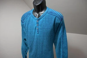 Felpa Henley Termica Fibbia Nera BKE Blu Vestibilità Atletica Pull Over Uomo XL - Foto 1 di 9