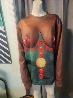 Ugly Naughty Christmas Sweater Crew Neck Size L unisex Hanging  Ornament Skinish - Image 1 of 4