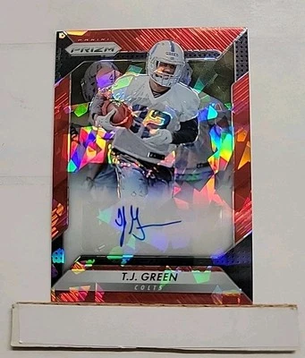 2016 Prizm T.J. Green RC #RA-TJG Red Crystals Prizm Rookie Auto #'d 05/75 F1 - Image 1 of 2