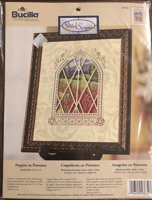 Kit de punto de cruz contado Bucilla Poppies en Provenza. Paisajes de puntada. #43632 Nuevo Foto 1 de 2