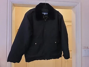 Bomber Jacket Black Security Law Enf Large Removable Collar - Picture 1 of 8