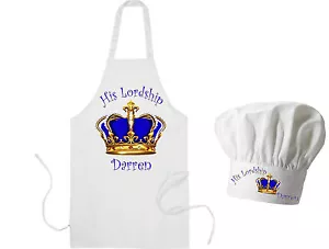 Personalised His Lordship Apron and Chef's Hat Lovely Royal Birthday Gift Cook - Picture 1 of 4