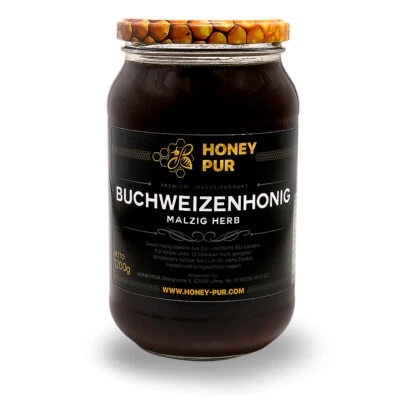 Echt Buchweizen-Honig im Honigglas 1,2 KG Bienenhonig Naturprodukt ohne Zusätze - Bild 1 von 4