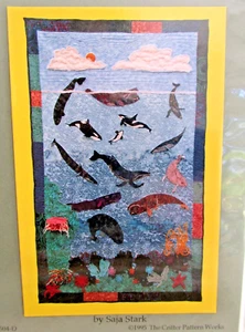 Machine Applique Quilt Sewing Pattern Critter Pattern Works Saja Stark WHALES - Picture 1 of 1