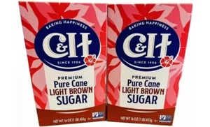 C&H Pure Cane Light Brown Sugar, 2 PACK, 1 lb boxes, Best By Date : 27JUL25 - Picture 1 of 2