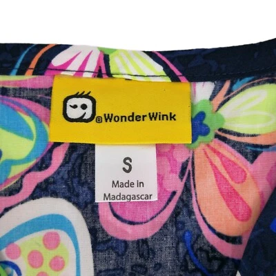 Wonderwink Scrub Top Women's Butterfly Floral Print 6017-PFF Pretty Fleet - Image 1 of 4